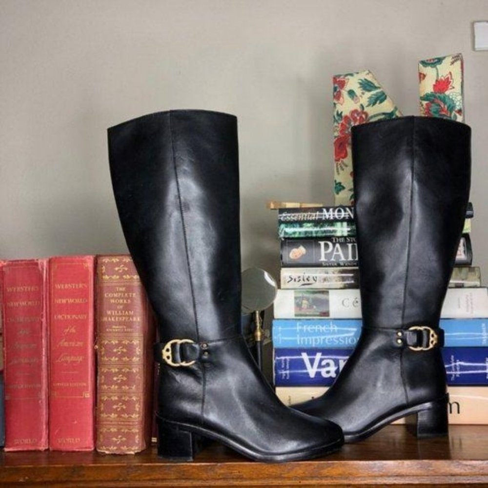 Tory Burch Marsden Boot Riding to the Knee Logo - Picture 1 of 8
